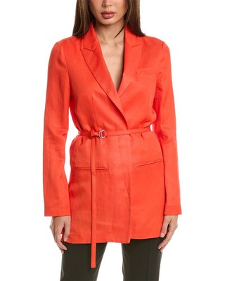 Piazza Sempione Linen-Blend Jacket Womens Brown 38