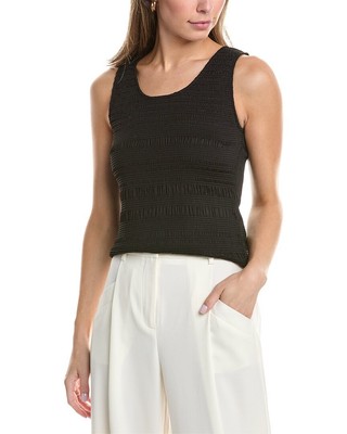 Lafayette 148 New York Smocked Shell Womens Black Xs