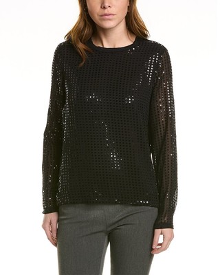 

Donna Karan Женский топ с пайетками спереди, размер, Blkblack