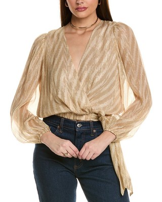 Ramy Brook Lupita Silk-Blend Blouse Womens Metallic Xs