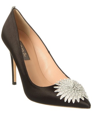Pre-owned Sjp By Sarah Jessica Parker Safa 100 Satin Pump Women's In Black