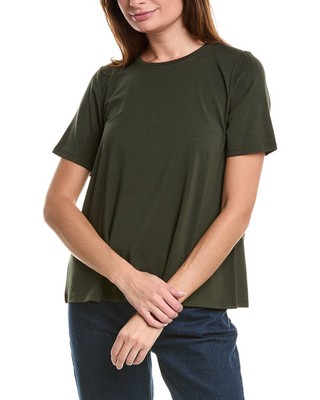Женский топ с круглым вырезом Eileen Fisher зеленого цвета M
