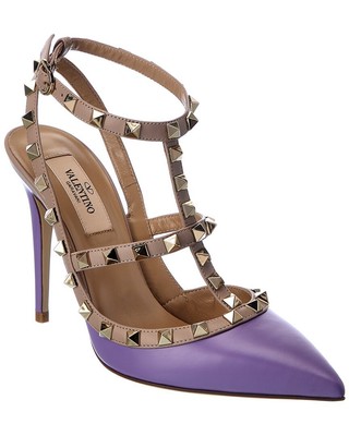 

Женские кожаные туфли Valentino Rockstud Caged 100, Фиолетовый, NA