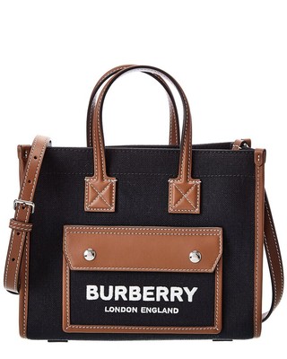 

Женская мини-тоут из ткани и кожи Burberry Freya, черный, NA