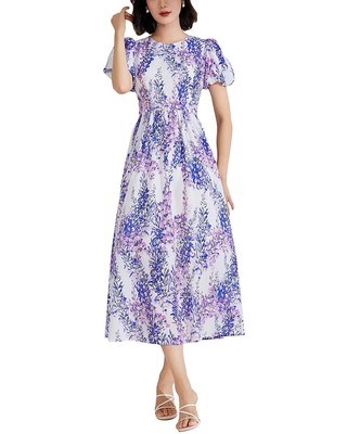 

Платье-миди Burryco для женщин, White/blue/violet floral print