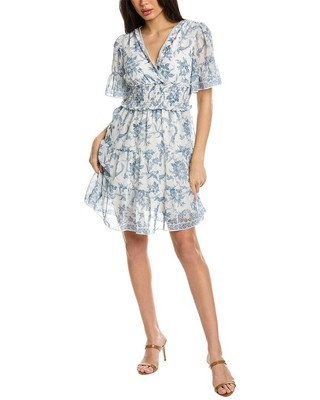 

Многоярусное платье трапециевидного силуэта Max Studio, женское, Cream/blue floral toile