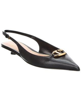 Фирменные женские кожаные туфли-лодочки Valentino Vlogo с ремешком на спине