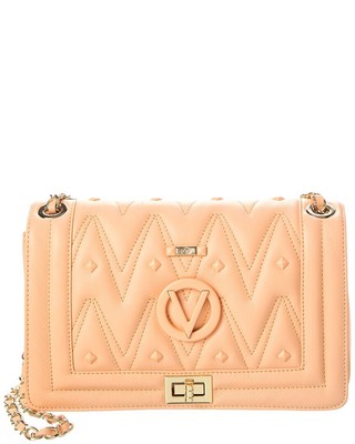 Valentino By Mario Valentino Женская кожаная сумка через плечо Alice Diamond розового цвета