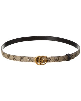 

Женский тонкий двусторонний ремень Gucci Gg Marmont из холста и кожи, черный