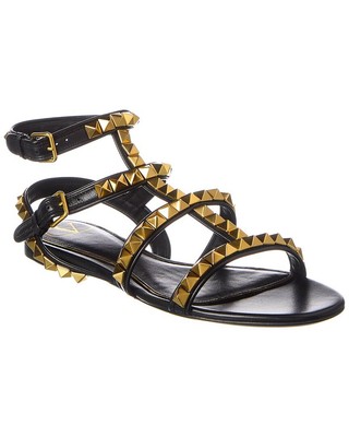 

Женские кожаные сандалии Valentino Rockstud No Limit Caged, черные, Черный, NA