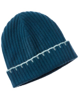 Женская кашемировая шляпа в рубчик с отстрочкой по краю от Hannah Rose синего цвета