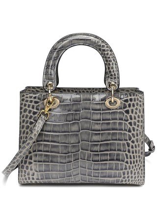 Женская сумка из тисненой кожи аллигатора Tiffany & Fred Paris серого цвета
