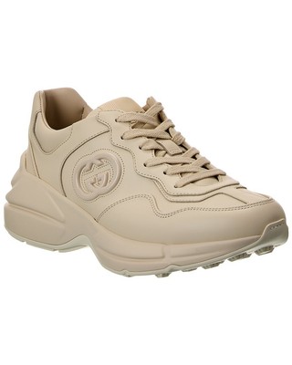 Кожаные кроссовки Gucci Rhyton Женские бежевые 38,5