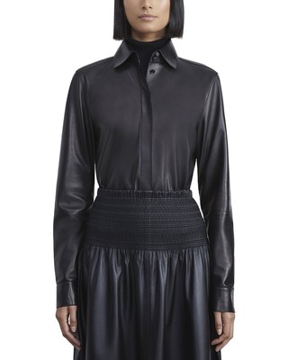Женское кожаное боди Lafayette 148 New York Heritage на пуговицах