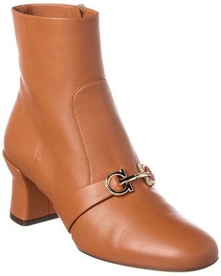 Ferragamo Orietta Leather Bootie Womens Brown 65