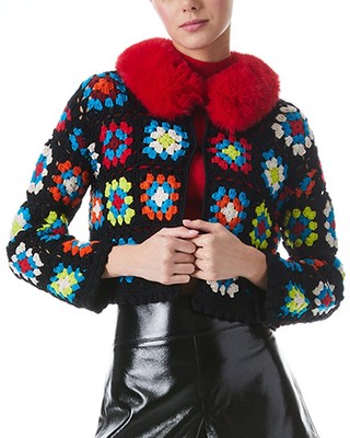 

Укороченный женский кардиган из смесовой шерсти Alice + Olivia Anderson, Multi/perfect ruby