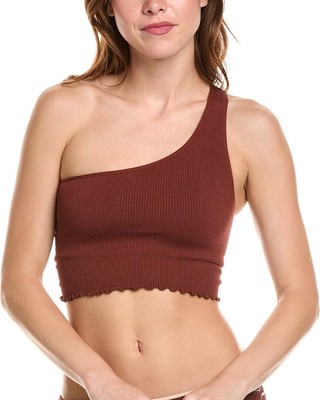 Spiritual Gangster Luna One-Shoulder Crop Tank Womens Brown M/L