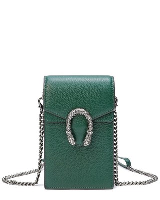 Женское кроссбоди из натуральной кожи Tiffany & Fred Paris зеленого цвета