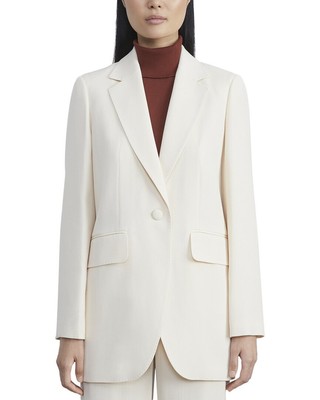 Pre-owned Lafayette 148 York Wool-blend Boyfriend Blazer Women's In Beige