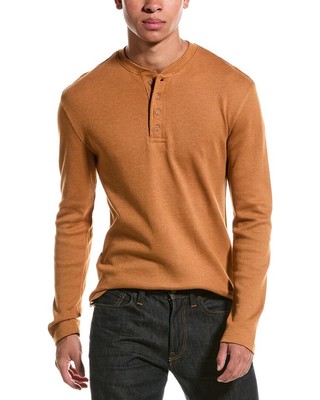 Защищенная от непогоды винтажная вафельная рубашка Henley Мужская оранжевая Xl