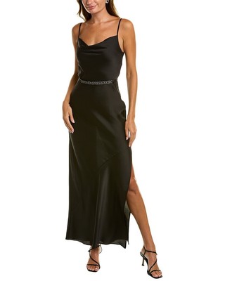 

Donna Karan Платье макси с кристаллами и поясом, женское, черное, Черный