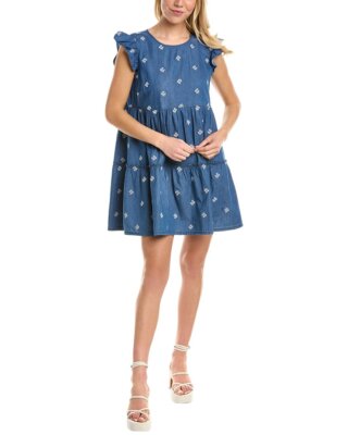 

Женское платье трапециевидного силуэта с вышивкой Draper James, Синий