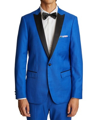 

Мужская куртка-смокинг Grosvenor Peak с узором пейсли и серого цвета, Royal blue