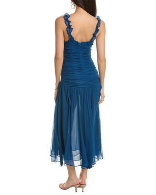Pre-owned Ulla Johnson Rosaria Silk Dress Women's In Blue