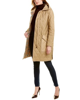 

Женское стеганое пальто с капюшоном Burberry Diamond, бежевое, Бежевый, NA