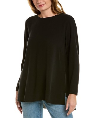 

Eileen Fisher Длинный шелковый топ с круглым вырезом женский черный размера