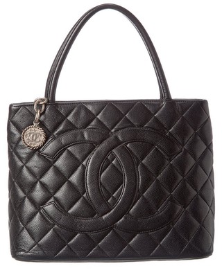 

Черная стеганая кожаная сумка-тоут с медальоном цвета икры Chanel (оригинальные бывшие в употреблении) женская, NA