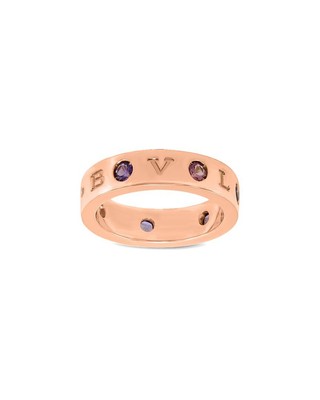 Женское кольцо с двумя бриллиантами и аметистом Bulgari из розового золота 18 карат 0,15 Карата 54