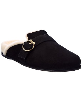 

Stuart Weitzman Уютные женские сабо из замши и овчины, черные 7,5, Черный, NA