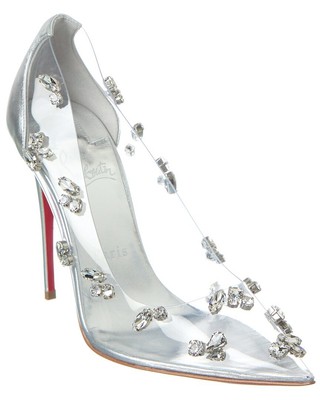 Женские туфли-лодочки Christian Louboutin Degraqueen из 100 винила и кожи серебристого цвета 42