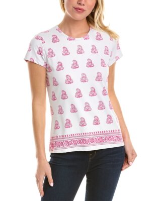 

Женский фирменный топ J.Mclaughlin с короткими рукавами, Highland plaid white/fuschia