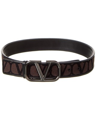 

Женский ремень Valentino Vlogo 40 мм из ткани и кожи Toile Iconographe, черный