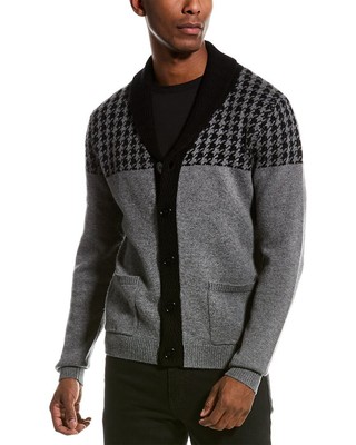 Мужской кардиган из смеси шерсти и кашемира в Хаундстут с шалевым воротником Kier + J