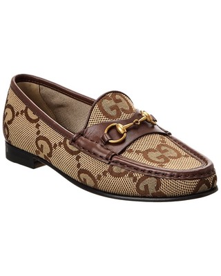 Женские мокасины Gucci Maxi Gg из холста и кожи
