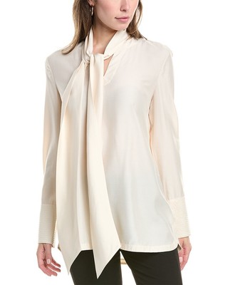 St. John Silk-Blend Tunic Womens Beige 12