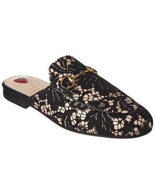 

Женские кожаные и кружевные тапочки Gucci Princetown, Na, NA