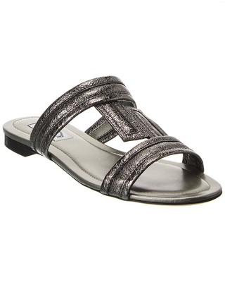 

Женские кожаные сандалии Tod S с двойным Т-ремешком, Серебряный, NA