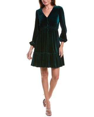 Taylor Velvet Mini Dress Womens Green 8