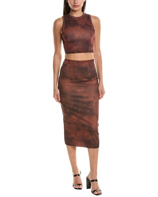 Lyra & Co. 2Pc Top & Skirt Set Womens Brown M