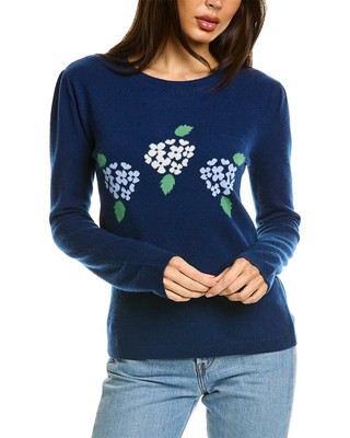 Кашемировый свитер Two Bees Intarsia Hydrangea, женский синий, размер S