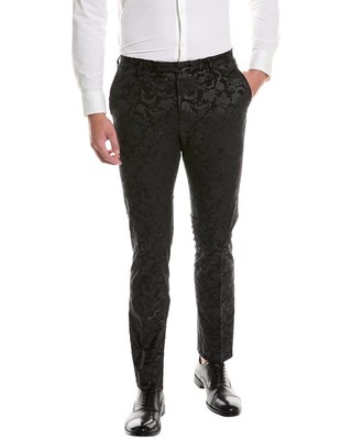 Мужские брюки из жаккардового бархата Sloan Slim Fit с узором Пейсли и серого цвета