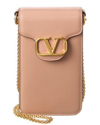 

Женский кожаный мини-чехол для телефона через плечо Valentino Vlogo, розовый, NA