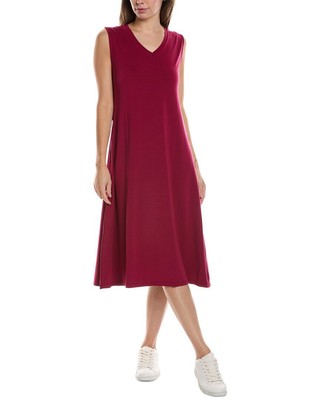 Eileen Fisher V-Neck Midi Dress Womens  S