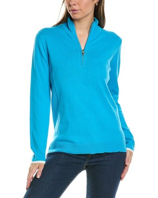 Футболка Alashan Cashmere Time из кашемировой смеси, пуловер на молнии 1/2, женский Синий S