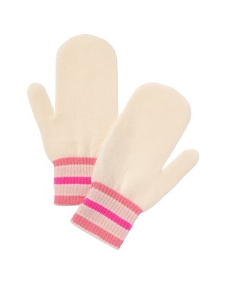 Кашемировые варежки Brodie Cashmere Ski в полоску женские белые