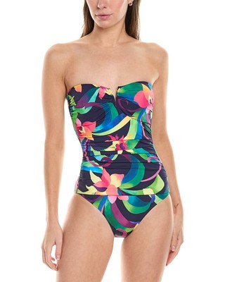 Цельнокроеное женское бандо Tommy Bahama Tropical Blooms с V-образным вырезом спереди